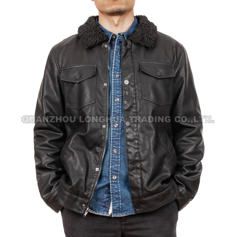 Men Jacket Boy Leather Jacket Washed Sherpa PU Coat Black Apparel Fashion Clothes Winter Outdoor Clothing – Apparel and Leather Jacket price