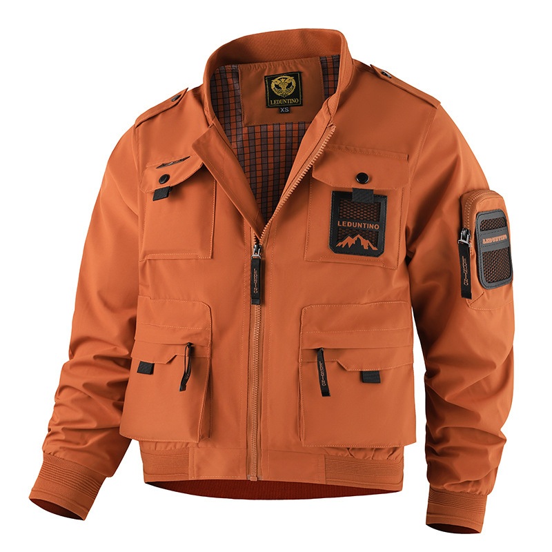 Mens Custom Logo 100%Polyester Stand Collar Fabric Zipper Casual Wear Bomber Jacket – Bomber Jacket and Custom Bomber Jacket price