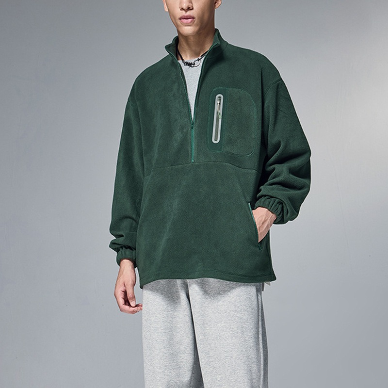 OEM Factory Custom Logo 1/4 Zipper Collar Sweat Shirts 100% Polyester Men Green Polar Fleece Jacket – Polar Fleece Jacket and Green Polar Fleece Jacket price