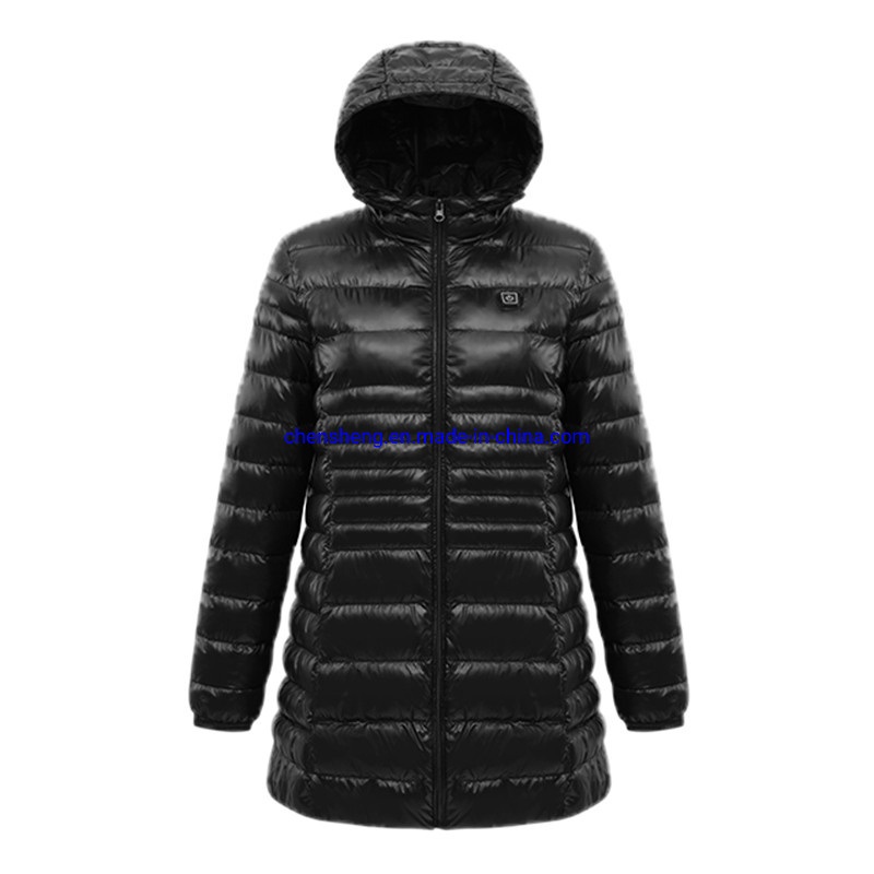 Shiny Black Super Light Material Coat Heated Down Jacket for Women – Shiny and Black price