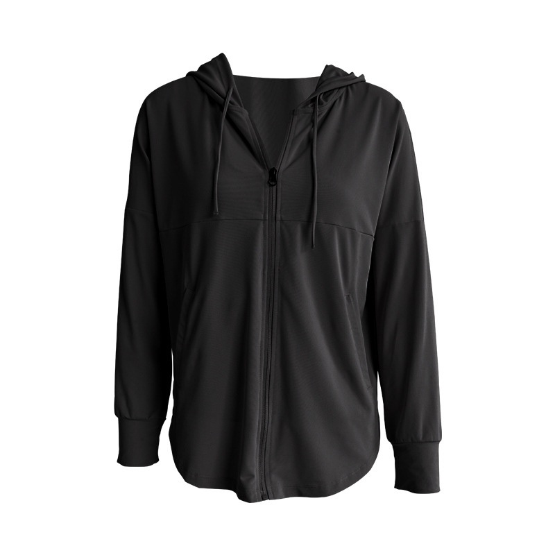 Upf 50+ Adjustable Drawstring Sports Hooded Jackets Wholesale Womens Long Sleeve Yoga Running Tops – Woman Winter Jacket and Women Tweed Jacket price