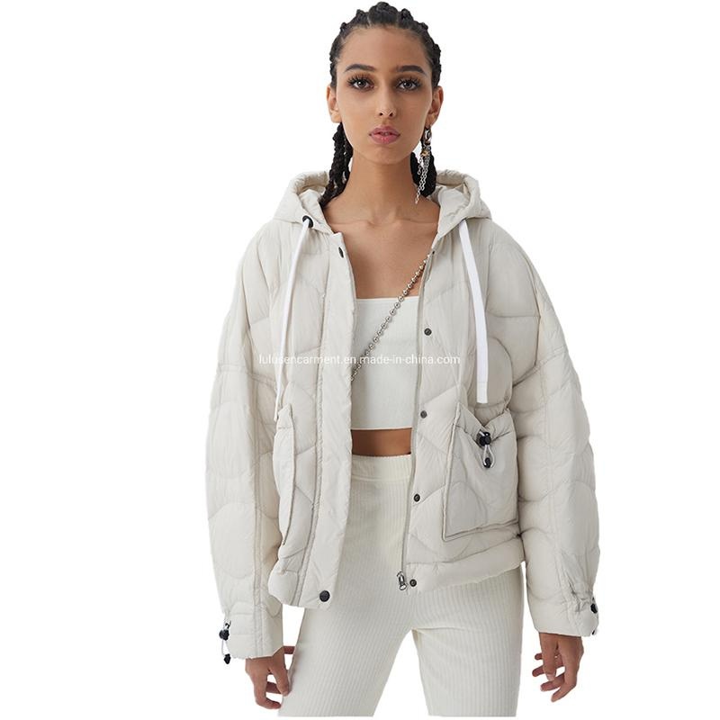 Warm Womens Down Padded Coat Cotton Long Sleeve Hooded Zipper Down Jacket – Jacket and Clothing price