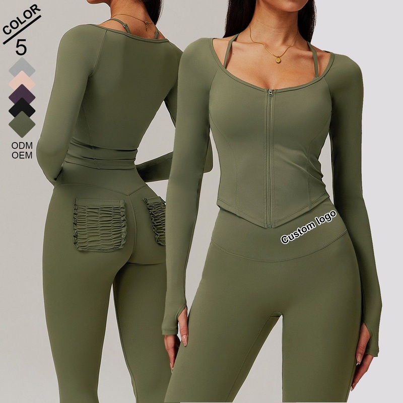 Womens Fitness Nude Yoga Top Quick-Drying Zipper Tight Running Long-Sleeved Sports Jacket – Long-Sleeve Sports Jacket and Zipper Jacket price