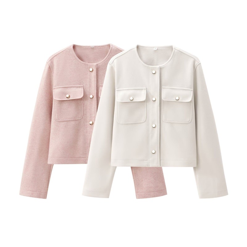 Za Womens Clothing Flip Pocket Short Soft Textured Womens Jacket Long Sleeved – Button-up Womens Jacket and Casual Short Womens Jacket price