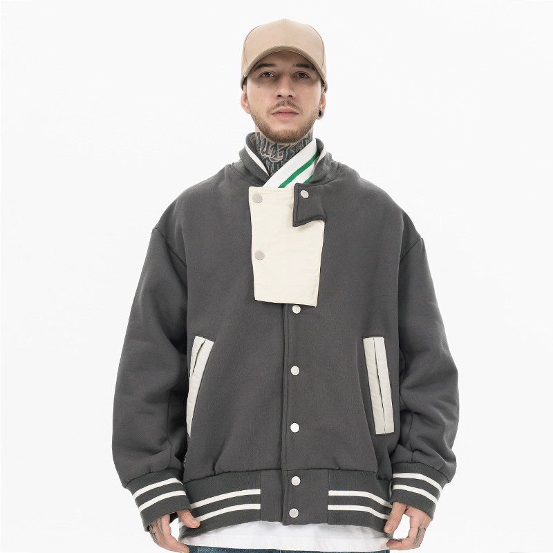Color Block Puff Printing Custom Bulk Heavy Plain Blank Men Oversize Big Low MOQ Terry Cloth Baseball Hoody Jacket for Men – Hoody Jacket and Hoody Jacket for Men price
