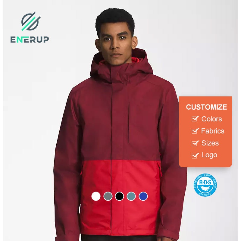 Enerup OEM/ODM Mens Mountain Waterproof Windproof Ski Rain Jacket for Men 100% Nylon 550 Fill Goose Down – Plus Size Mens Jackets and Puffer Mens Jackets price