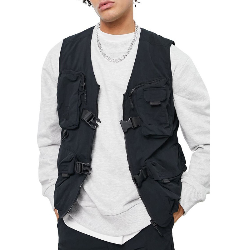 High Quality Functional Waistcoat Mens Fashion Work Clothes Multi Pocket Loose Vest Jacket Utility Jackets – Jackets and Coat Vest price