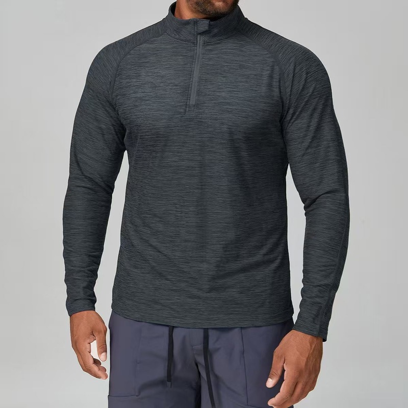 Men Compression Sportswear Shirts Long Sleeve Top Plain 1/4 Zipper Quick Dry Breathable Fitness Shirts Sport Gym Shirt – Men Compression Jacket and Men Compression Top price
