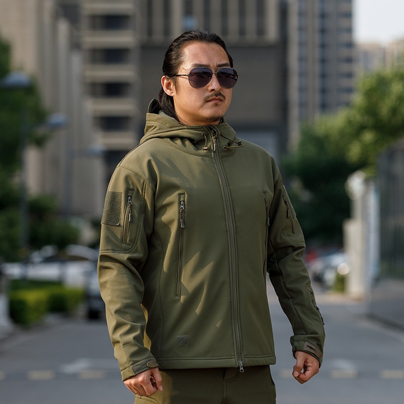 Sharkskin Jacket Camouflage Jacket Fleece Thickened Tactical Uniform Hooded Jacket – Air Force Jacket and Flight Jacket price