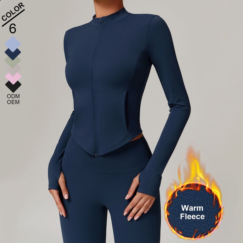 Standing-Collar Yoga Wear Feece Coat Women Running Windproof Warm Top Sports Jacket – Women Wear and Gym Wear price
