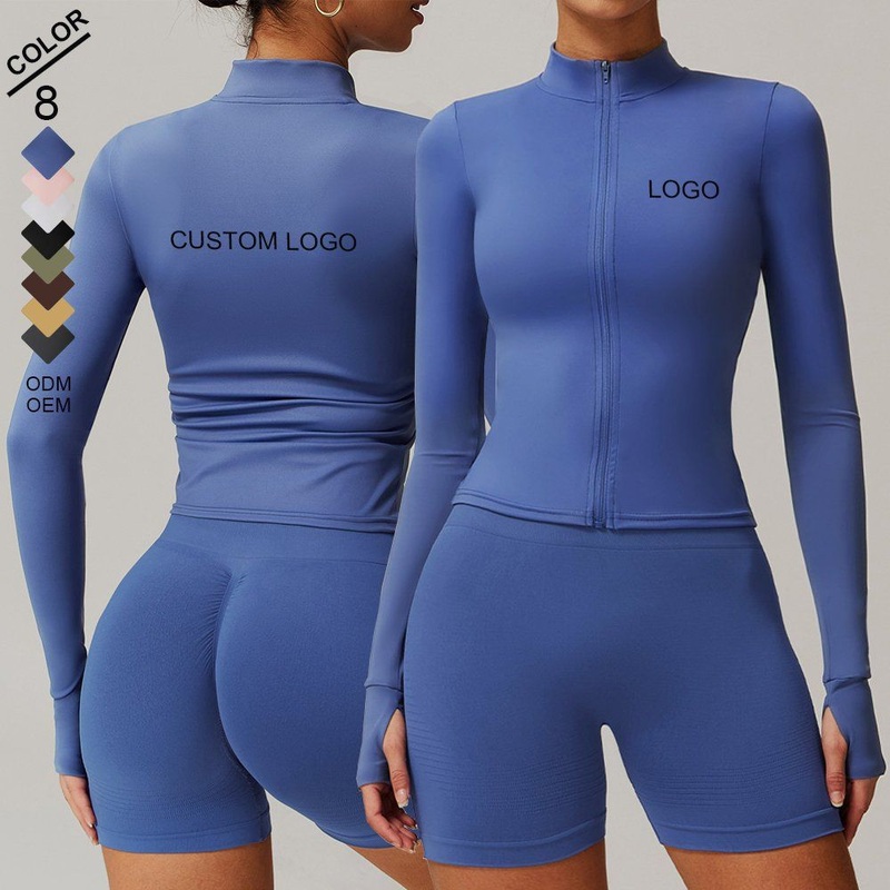 Custom Logo Women Clothing Long-Sleeve Thumb Hole Full-Zipper Yoga Gym Jacket – Long Sleeve Jacket and Yoga Jacket price