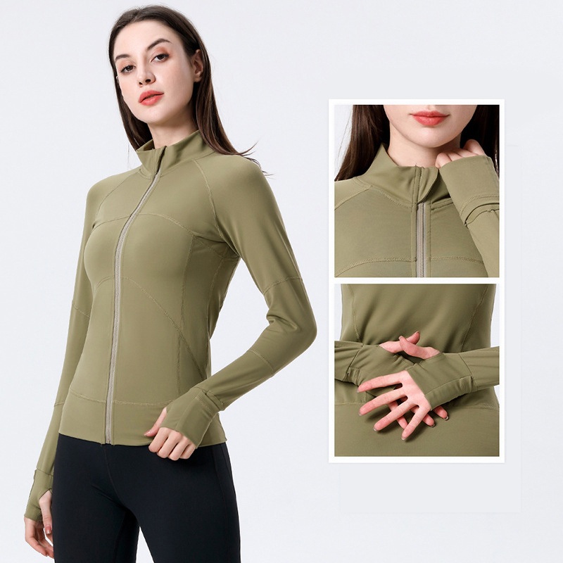 Custom Thumb Holes Women Sweatshirts Full Zipper Long Sleeve Yoga Wear Tops Women Jackets – Women Clothing and Women Jackets price
