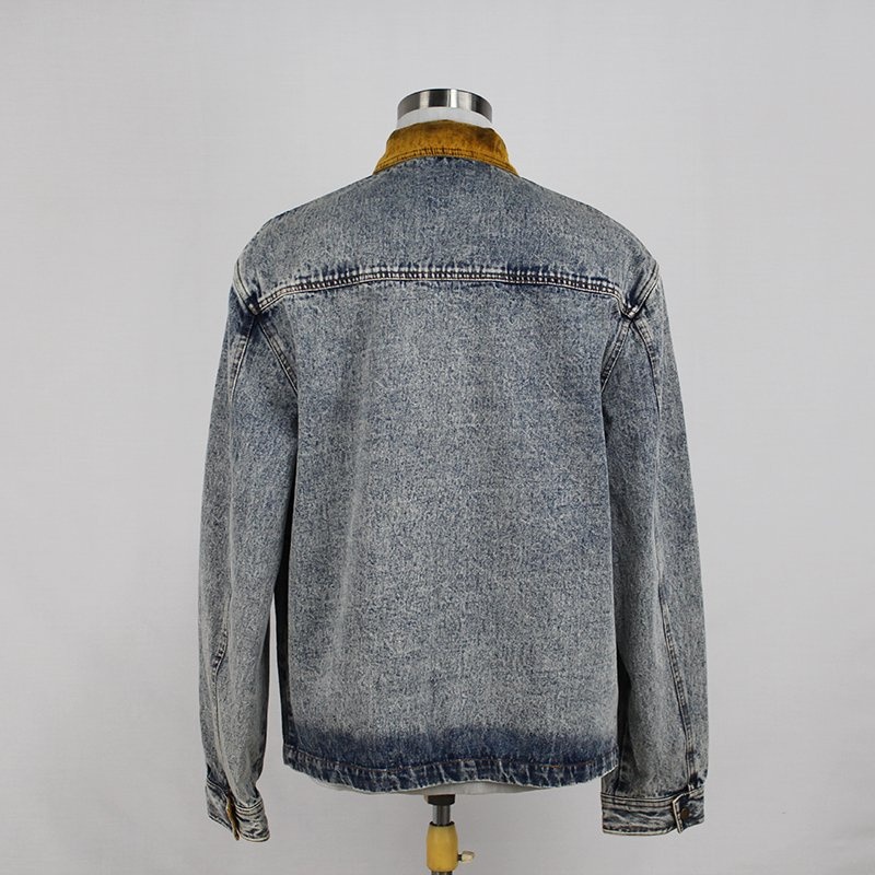 Mens Blue Cotton Denim with Corduroy Contrast Collar Long Sleeve Trucker Jacket – Trucker Jacket and Men Jacket price