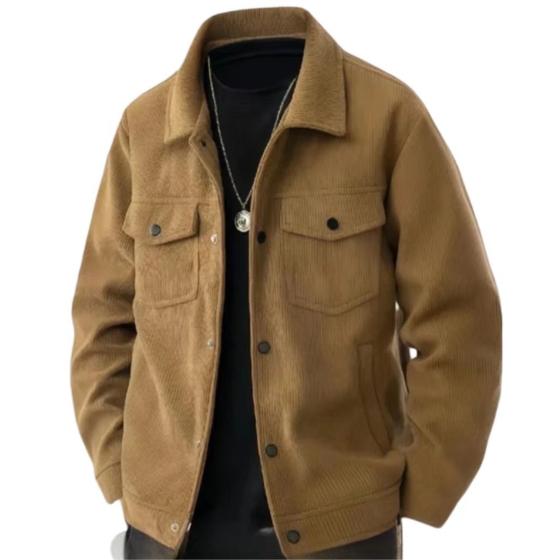 Spring Autumn Notched Collar Casual Outerwear Corduroy Jacket for Men – Jacket and Corduroy Jacket price