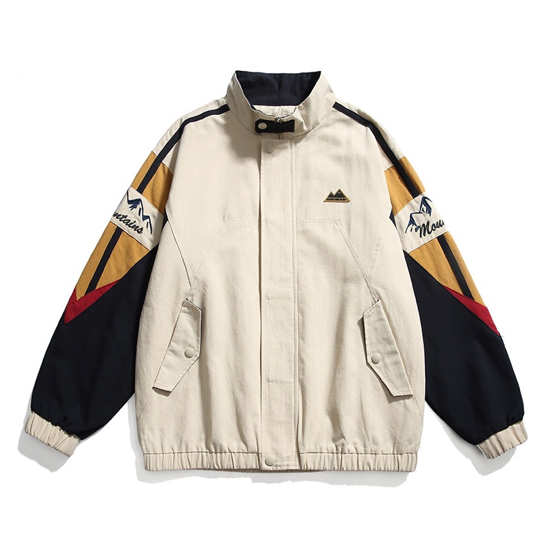 Street Tide Color Blocking Collar Casual Jacket Men Ins Youth Jacket – Outdoor Tactical Jacket and Flared Sweatpants price