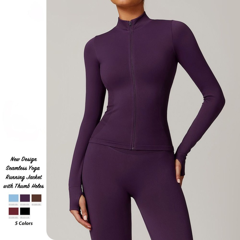 Tianchen Factory New Seamless Lightweight High Stretchy Zipup Yoga Workout Coat with Thumb Holes, Slim Fit Athletic Full Zipper Running Track Jacket for Woman – Women Yoga Jackets and Yoga Workout Jacket price