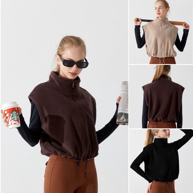 Tianchen Factory Wholesale New Design Polar Fleece Zipper Vest for Women, Sleeveless Stand Collar Jacket Soft Warm Outerwear Coat Vest with Adjustable Hem – Womens Fleece Jacket and Womens Fleeced Short Jacket price