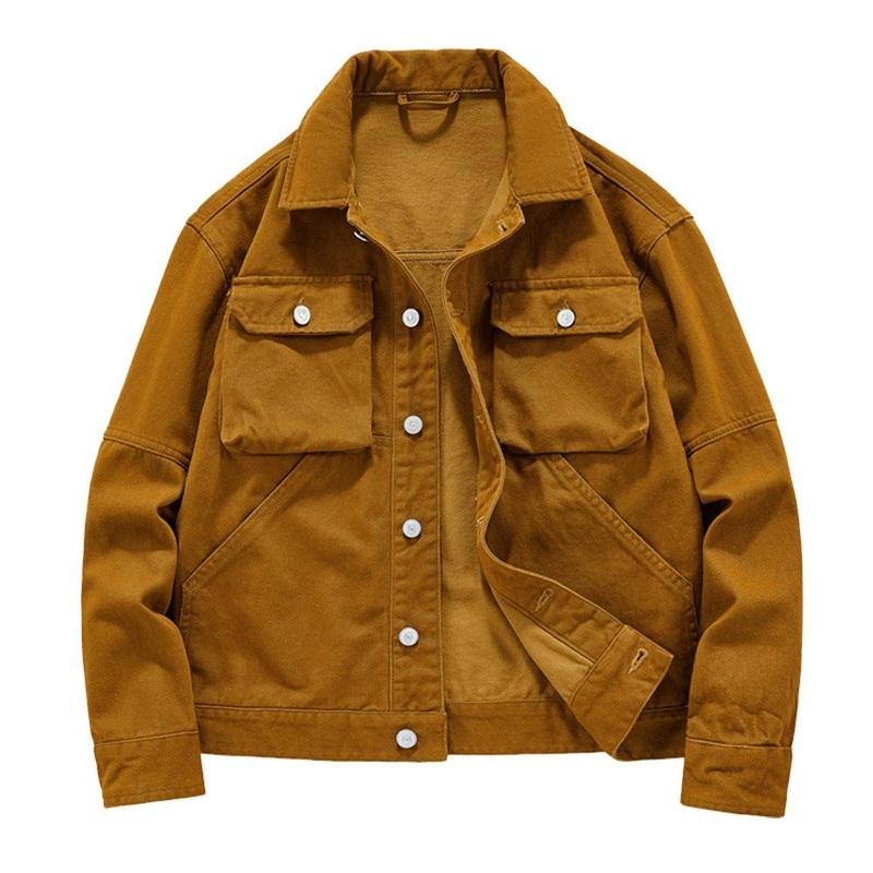 Urban Streetwear New Design Heavy Duty Denim Jacket Relaxed Fit Retro Shirt – Men Denim Jacket and Vintage Workwear Jacket price