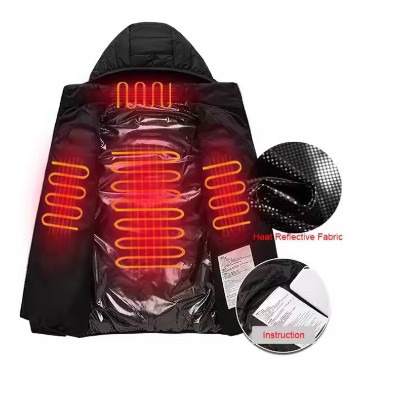 Custom Design 12V Dual Power Heated Electric Jacket Men Softshell Stand Collar Breathable Pattern Decoration Winter Heated Coat – Jacket and Warm Jacket price