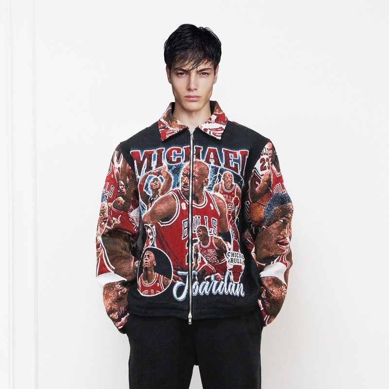 Custom Tapestry Jacket Man Plus Size Mens Zip up Silk Liner Jackets Zipper Cardigan Jacquard Tapestry Basketball Jacket – Tapestry Jacket and Jacquard Jacket price