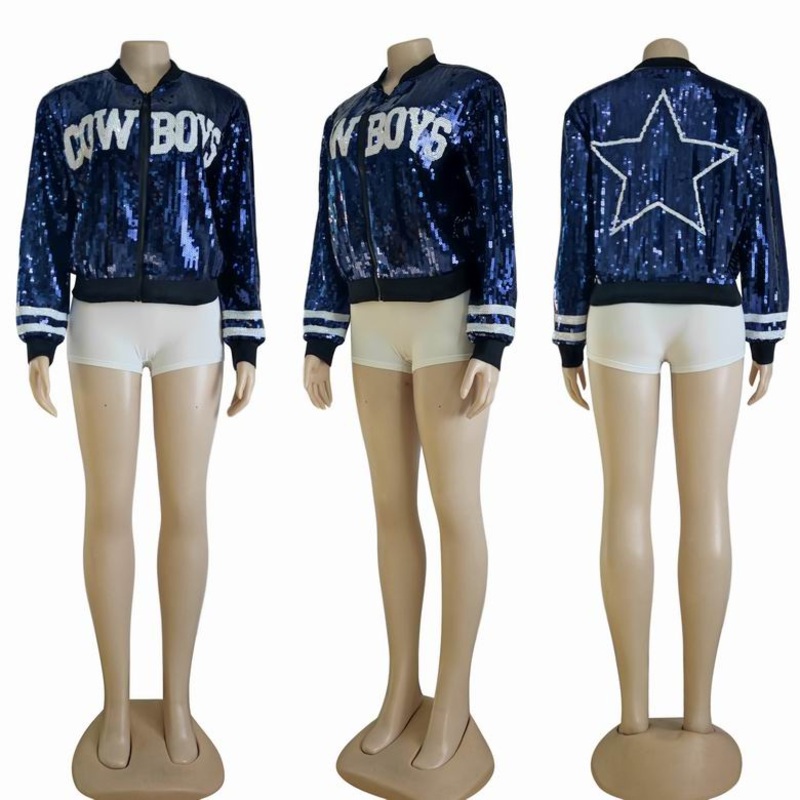 Customized Wholesale Women Glitter Embroidery Baseball Varsity High End Jacket – Dust Coat and Jacket price