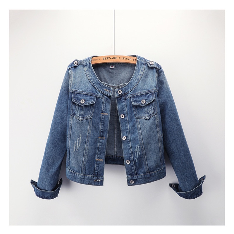 Korean Style Round Neck High Quality Washed Denim Jacket Denim Jacket – Outdoor Tactical Jacket and Flared Sweatpants price