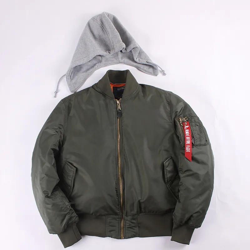 Mens Waterproof Green Varsity Hooded Flight Fashion Blank Bomber Jackets High Quality Windbreaker Winter Streetwear Jacket for Men – Windbreaker Jacket and Jacket for Men price