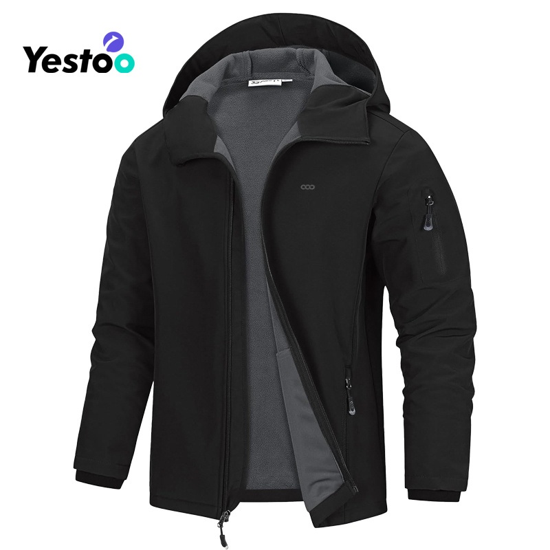 Mens Waterproof Soft Shell Jacket – Lightweight Fleece Hood for Outdoor – Soft Shell Jacket and Waterproof Windbreaker Jacket price