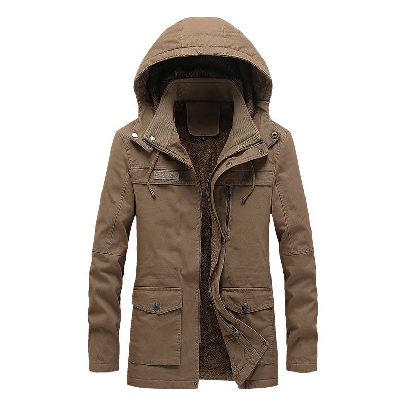 Mens Winter Jacket, MIDI Length Jacket with Fur Inside, Zipper up Coat with Hoodi, Outdoor Jacket for Winter – Bomber Jacket and Winter Jacket price