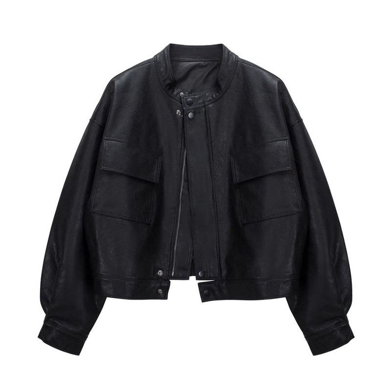 Winter Warm Black PU Fake Leather Motorbike Style Park Jacket for Lady – PU Jacket and Black PU Leather Jacket price