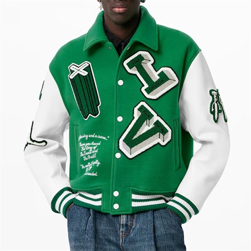 Factory Long Sleeve Multi Color Baseball Varsity Jacket Custom Fleece Color Block Leather Sleeves Streetwear Chenille Embroidery Men Jackets – Utility Jacket and Autumn Winter Custom Men Collar Varsity Jacket price