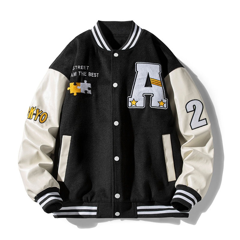 Fashion Oversized Hip Hop Varsity Baseball Jacket Loose Fit Outerwear Causal Coat – High Quality Varsity Jackets and Street Wear Varsity Jacket price