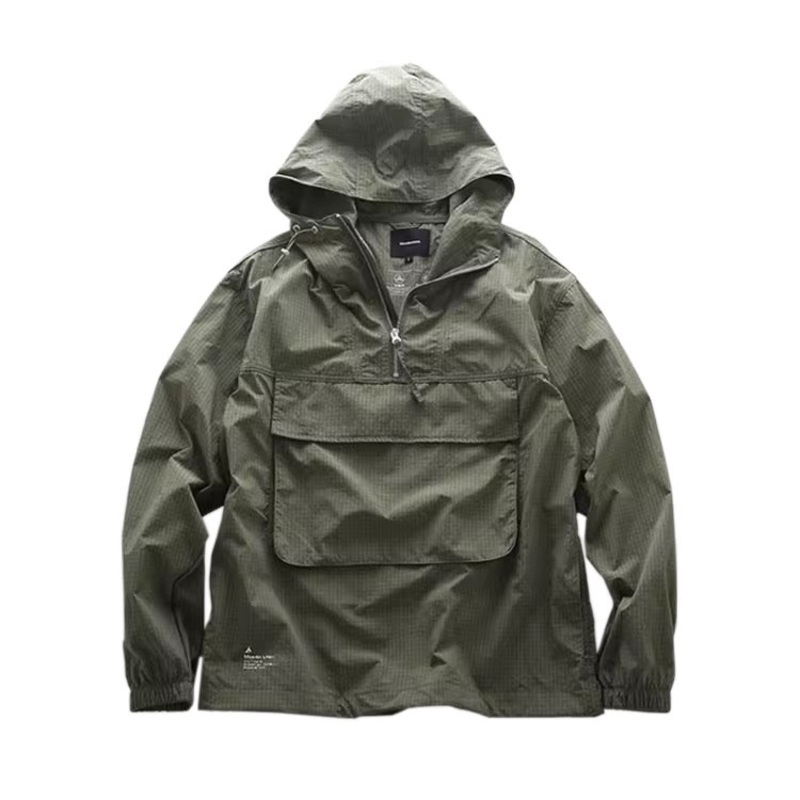 Mens outdoor Rib Stop Windbreaker Pull Over Jacket with Collared Design and Zipper – Jacket and Mens Jacket price