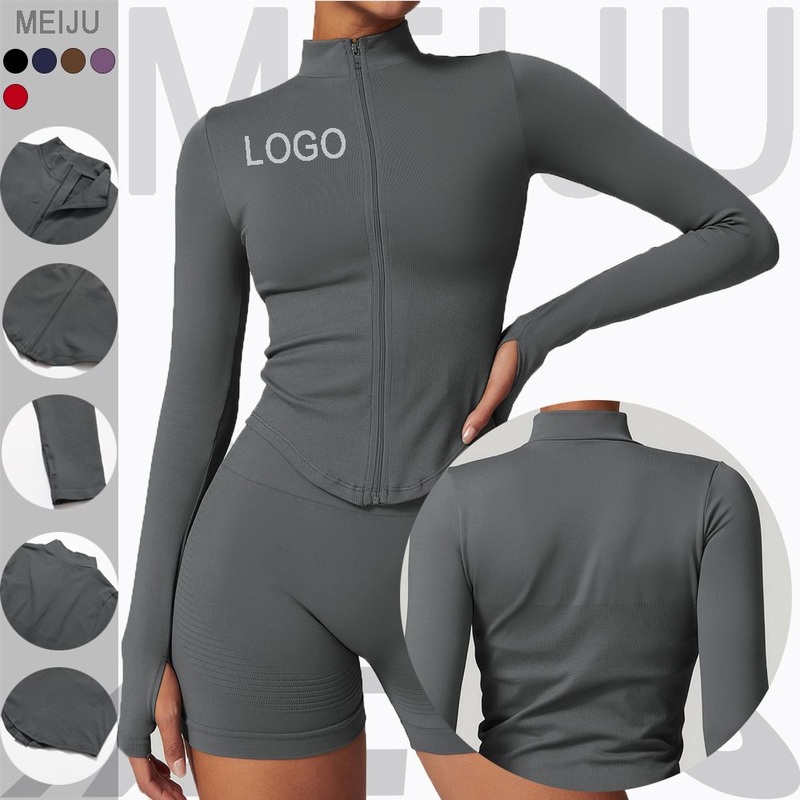 Stand-up Collar Zipper Long-Sleeved Yoga Coat Womens Quick-Drying Outdoor Fitness Jacket – Long-Sleeve Fitness Jacket and Yoga Jacket price