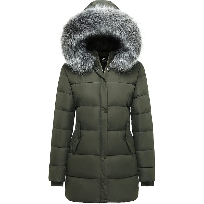 Women S Winter Thicken Puffer Long Coat Warm Jacket with Fur Removable Hood Clothing – Winter Jacket and Padding Jacket price