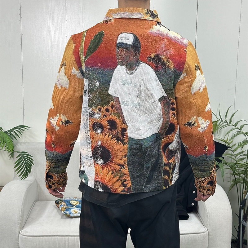 Men Custom Jackets Tyler The Creator Custom Tapestry Baseball Jacket Men – Zip up Jacket and Custom Tapestry Jacket price
