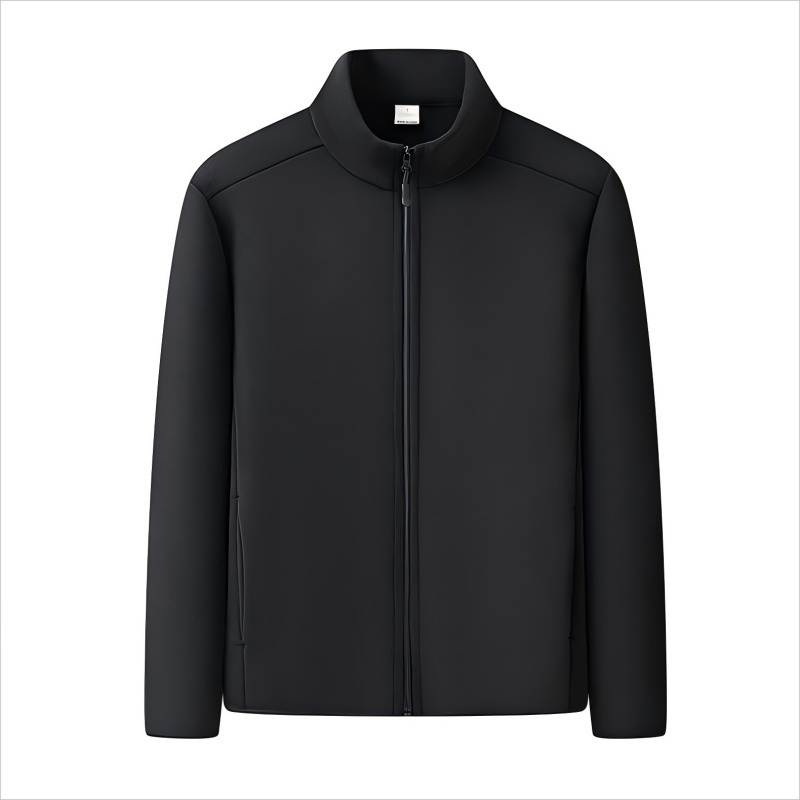 Mens Autumn and Winter Stand-Collar Minimalist Solid Color Fleece Zip-up Warm Jacket Clothes – Mens Autumn / Winter Jacket and Solid Color Jacket price