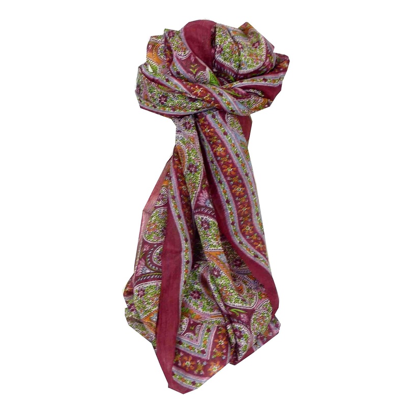Mulberry Silk Traditional Long Scarf Hoogli Wine by Pashmina & Silk | Fruugo SG