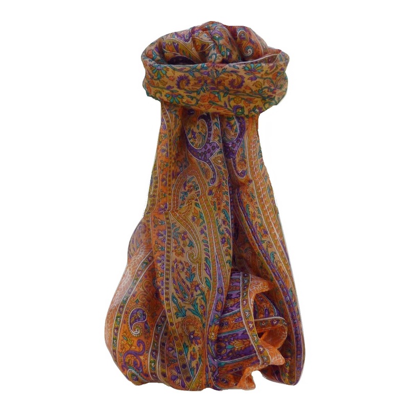 Mulberry Silk Traditional Long Scarf Shreya Tangerine by Pashmina & Silk | Fruugo SG