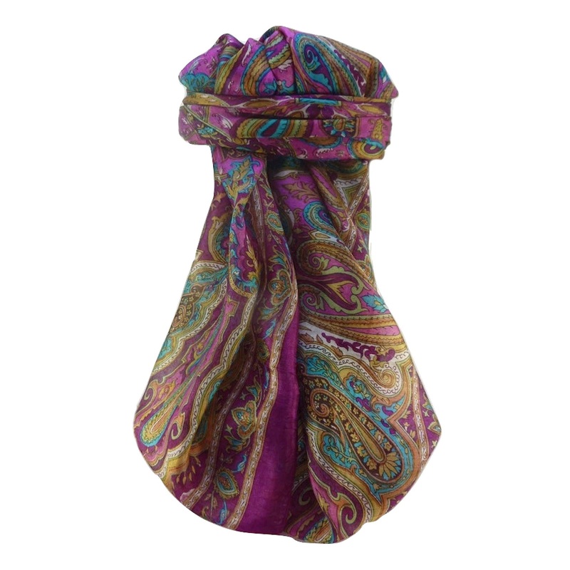 Mulberry Silk Traditional Square Scarf Karun Violet by Pashmina & Silk | Fruugo SG