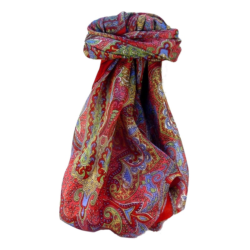 Mulberry Silk Traditional Square Scarf Zia Scarlet by Pashmina & Silk | Fruugo SG