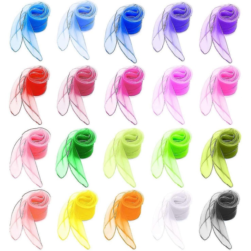 20 Multicolor Juggling Scarf Rhythm Scarf, Square Silk Organza Scarf Baby Sensory Scarf | Fruugo SG