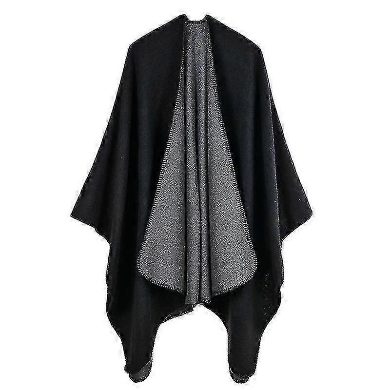 Cashmere Feel Poncho Shawl Wrap Open Sweater Coat | Fruugo SG