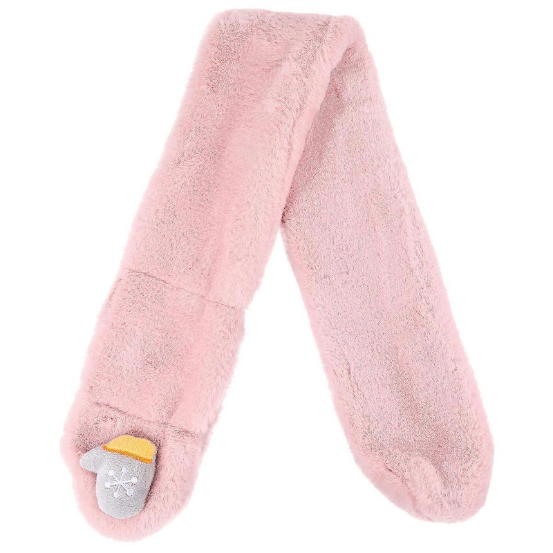 Childrens Scarf Kids Winter Wear Neck Warming Pink Plush 73×9.5cm Cross-over Design 1Set | Fruugo SG