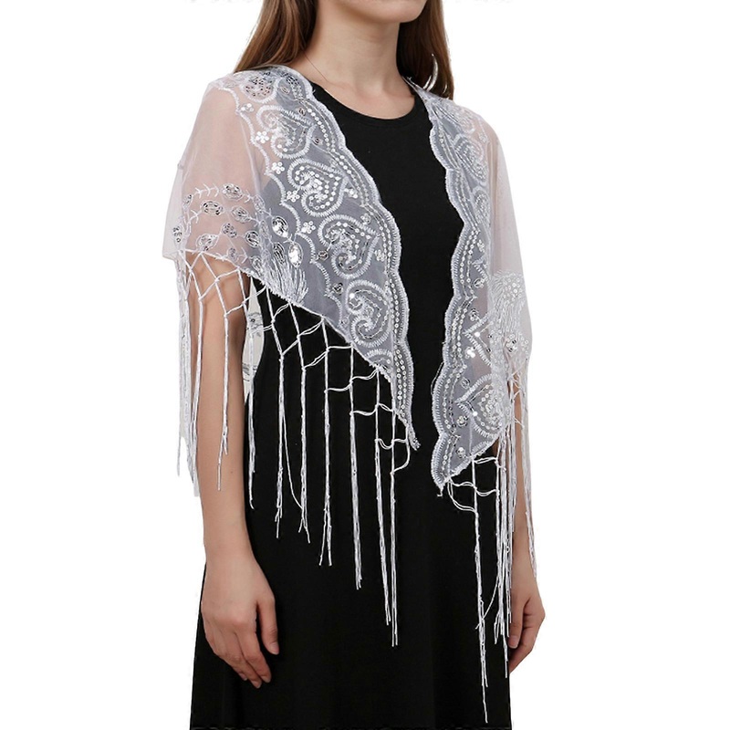 Elegant Evening Shawl Sparkling Shoulder Cover Versatiles Fashion Accessory for Stage Performances  White | Fruugo SG
