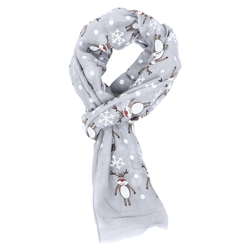 Fashion Scarf for Women Christmas Deer Snowflake Decoration 180x70cm Grey 1Pack | Fruugo SG