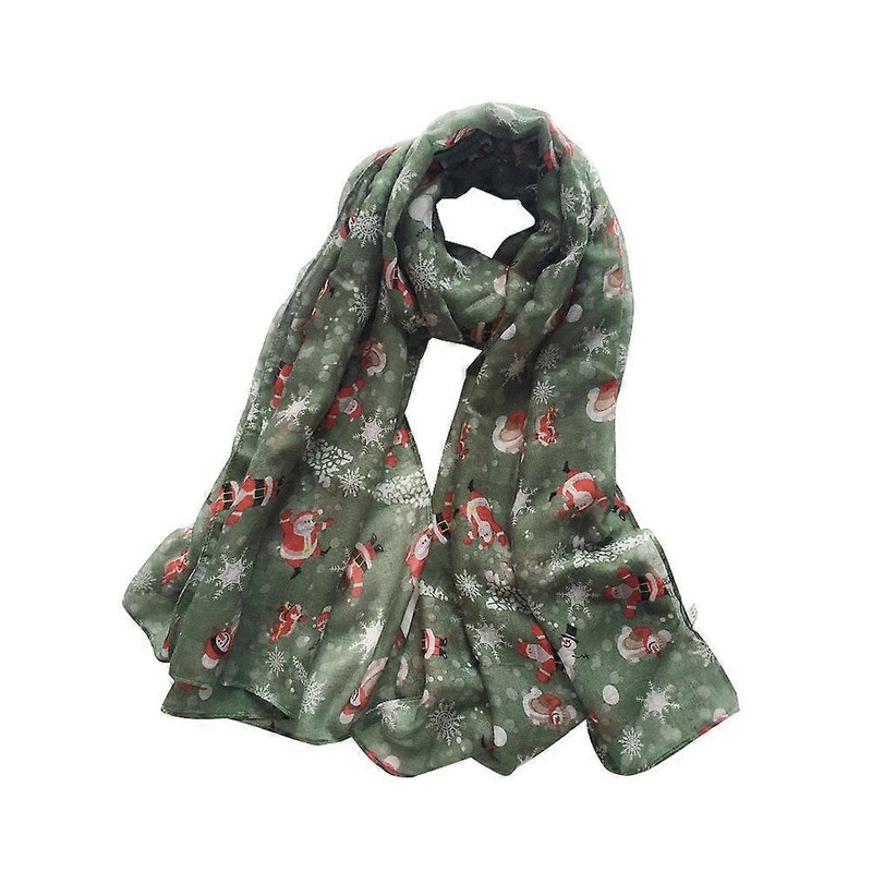 Holiday Christmas Scarf Voile Design Snowman Pattern Shawl Outdoor Relaxation 180x90cm Green 1Set | Fruugo SG