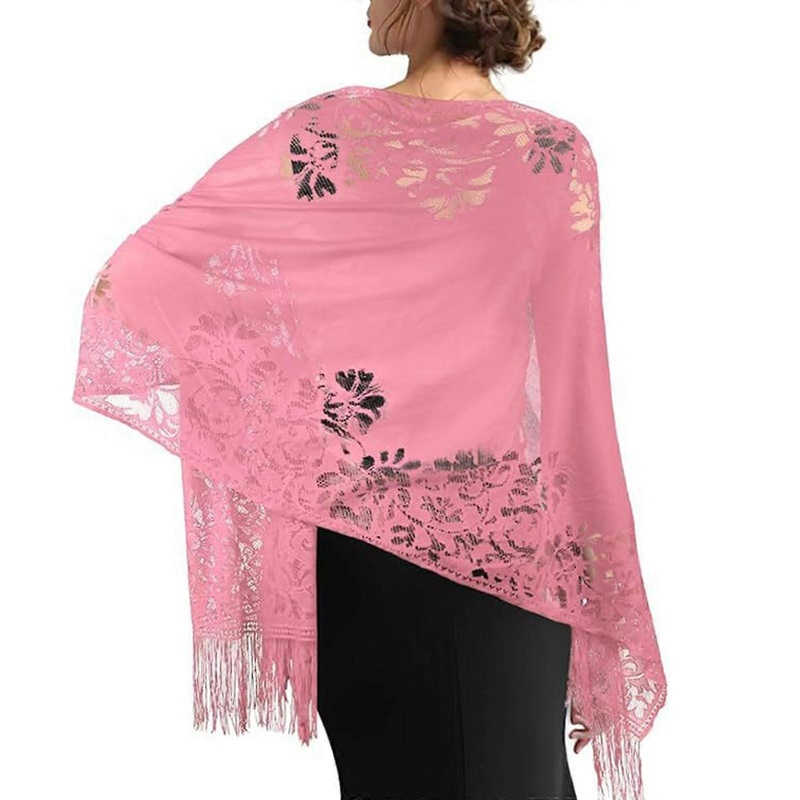 Lace Scarf Hollowout Shawl Wrap For Women with Tassels Designs Comfortable Breathable Formal Event Dress Shoulder Wrap  Pink | Fruugo SG