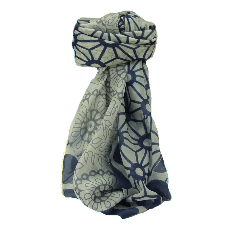 Mulberry Silk Contemporary Square Scarf Musi Blue by Pashmina & Silk | Fruugo SG