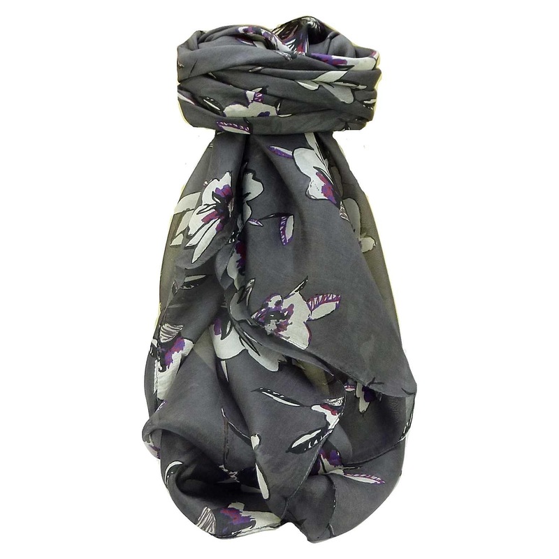 Mulberry Silk Contemporary Square Scarf Roha Charcoal by Pashmina & Silk | Fruugo SG